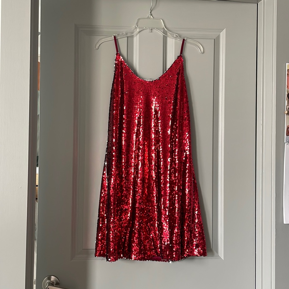 Red sequin party dress. Worn once.